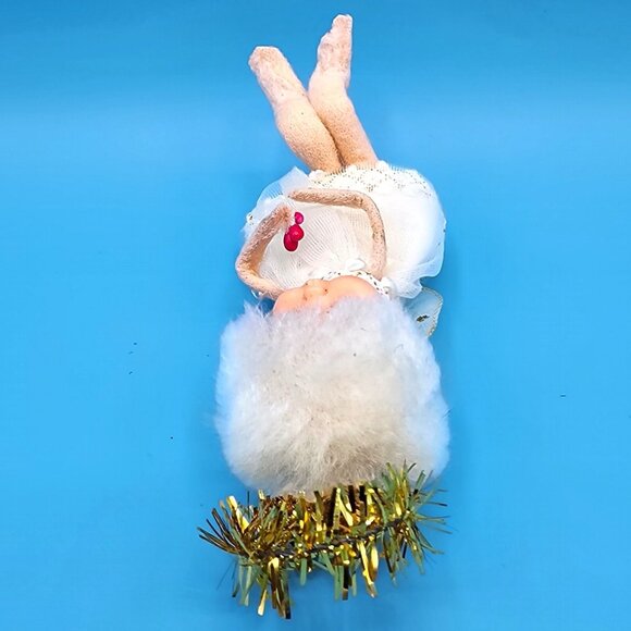 Vintage 1950s Napco Pixie Angel Ballerina Ornament Tulle Wings Gold Halo Japan - Picture 8 of 9
